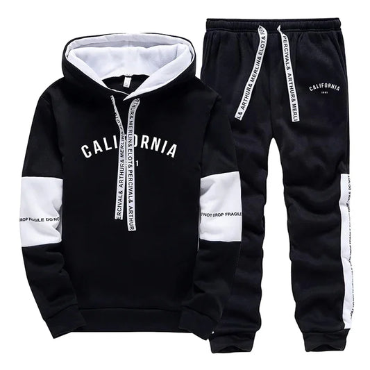 Mens Tracksuit Fashion Casual Hooded Sweatshirts Outdoors Sports Jogging Man Clothing Daily Versatile Single Piece Hoodie Pants