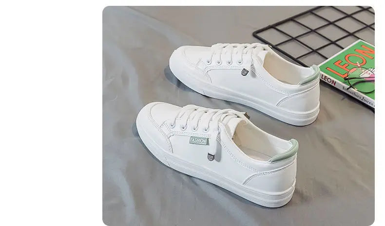 Outdoor Walking Trainers Women Running Shoes Summer Fashion White PU Leather Lace-Up Breathable Jogging Casual Sneakers De Mujer