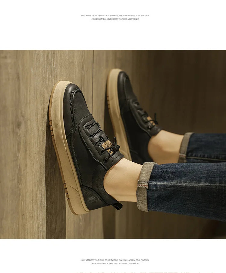 Fashion Cow Leather Casual Sneakers for Men 2025 Designer Soft-sole Men's Board Shoes Spring Autumn Sports Zapatos Para Hombre