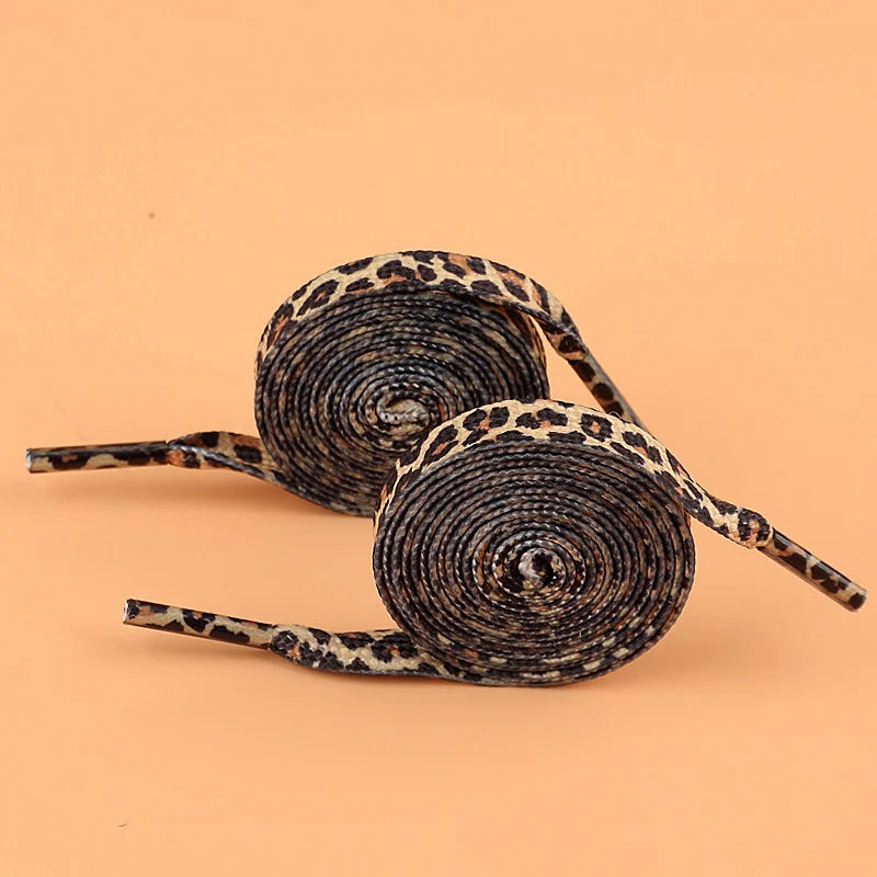 1Pair 80/120/160CM Classic Leopard Patten Print Shoelace Creative Unisex Trainers Canvas Shoe Lace Flat Shoelaces Shoes Strings