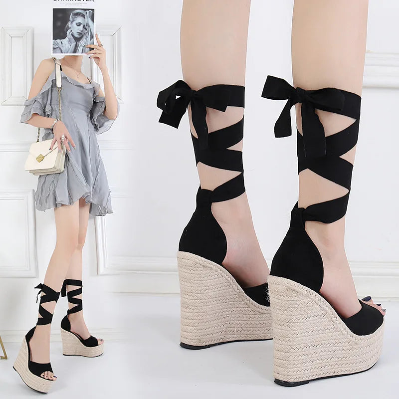Women's wedge Espadrille Ankle Strap Sandals Comfortable Slippers Ladies Womens Casual Shoes Breathable Flax Hemp Canvas Pumps