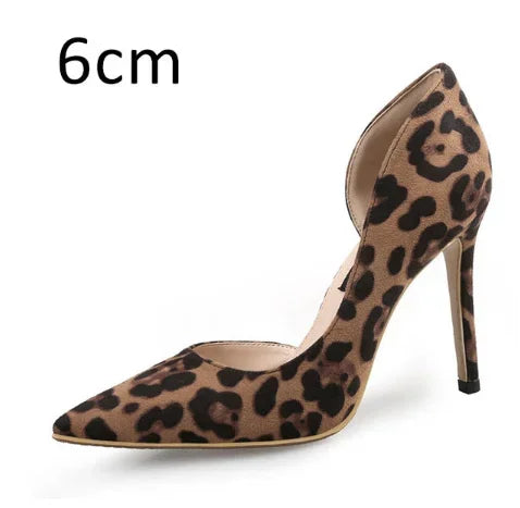Autumn Sexy Leopard Print Women's Shoes High Heels 6-10CM Elegant Office High Heels Women's Sandals Pointed Luxury Single Shoes