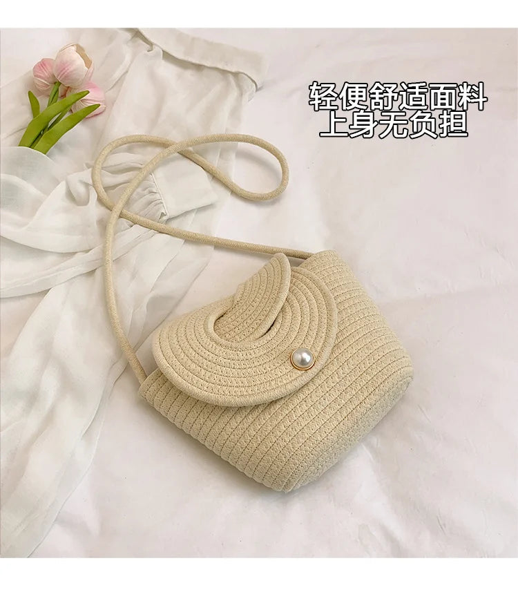 Popular Hand-woven Bags for 2025 Summer, Versatile Single-shoulder Crossbody Bags, Ins Beach Vacation Bags