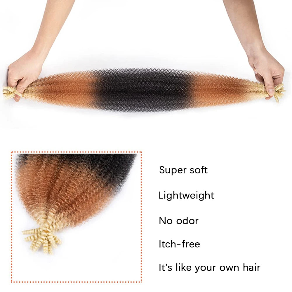 Pre-Separated Springy Afro Twist Hair 24 Inch 3 Tones Soft Locs Marley Twist Synthetic Braiding Hair Extension For Black Women