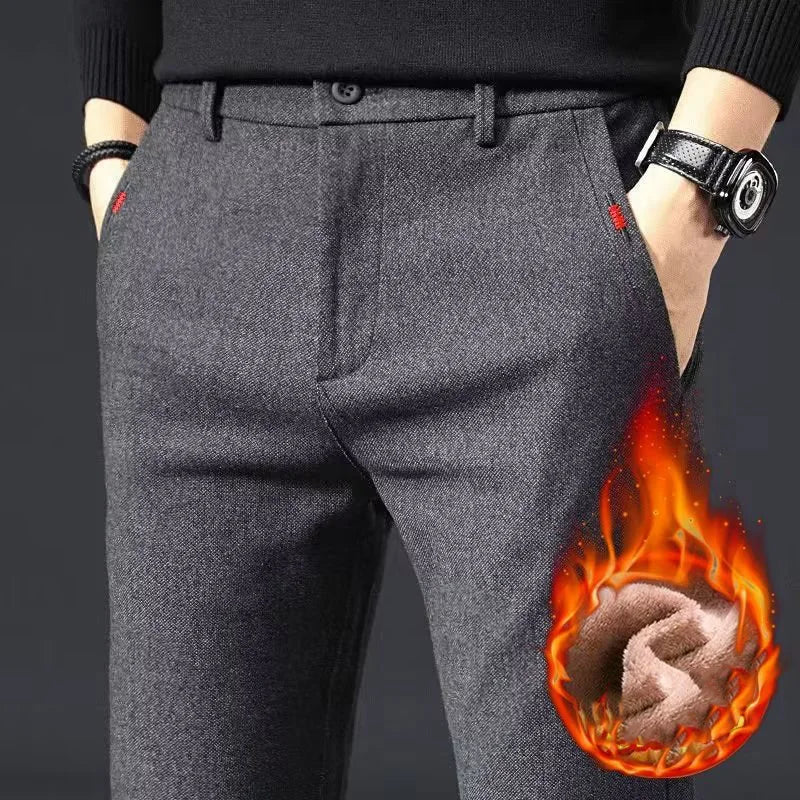 Men's Straight Leg Long Daily Pants Casual Straight Slim Fit Narrow Leg Trousers Stylish Male Suit Work Fashion Blue Gray Pants