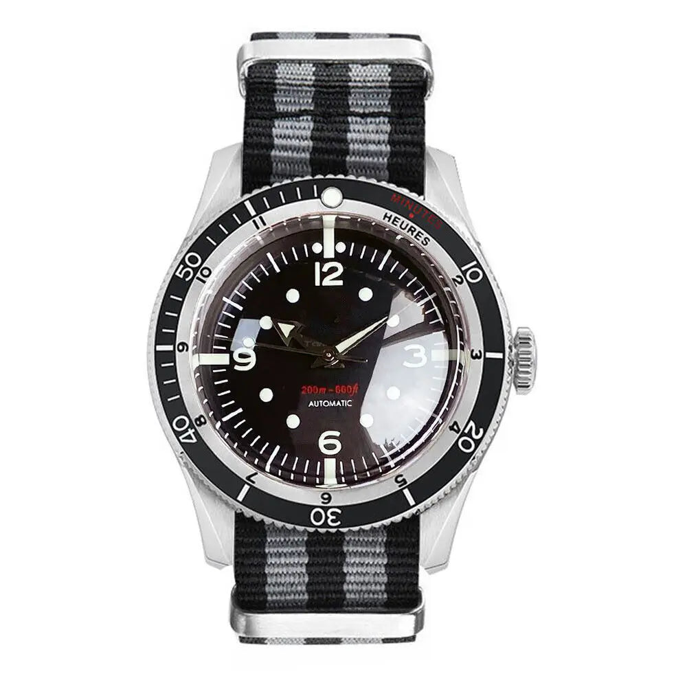Tandorio Diver 40mm Black Dial Watch Men NH35 PT5000 Watch Automatic Bow Glass Watches for mens