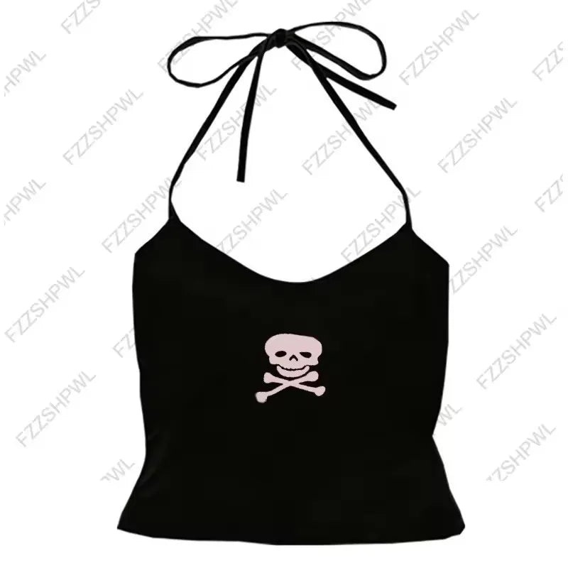 2000s Gothic Aesthetics Summer vintage New Sexy spicy girl punk Grunge style Skull print High street subculture slim fit Shorts