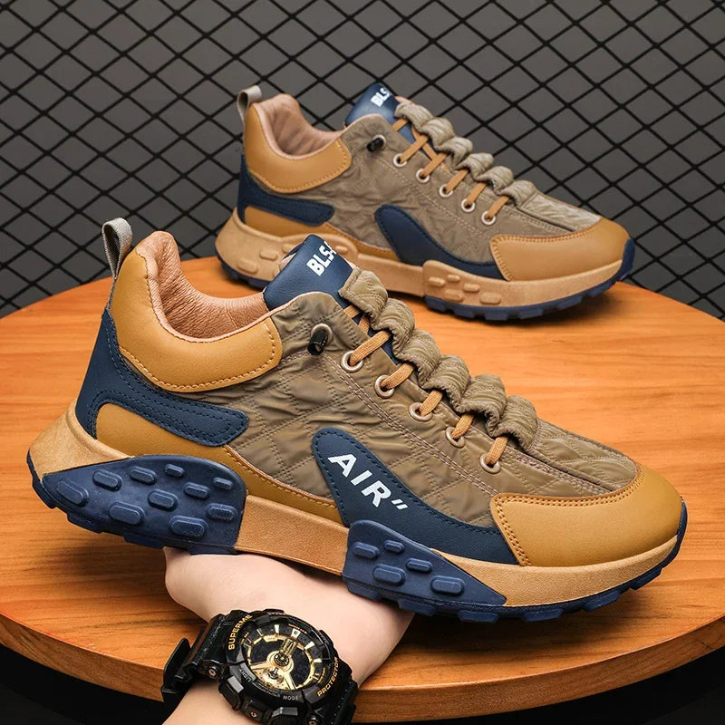 Thick Sole Mens Sneakers Fashion Man Shoe Versatile Vulcanized Shoe Lace Up Outdoor Running Shoes Anti-slip Zapatillas De Hombre