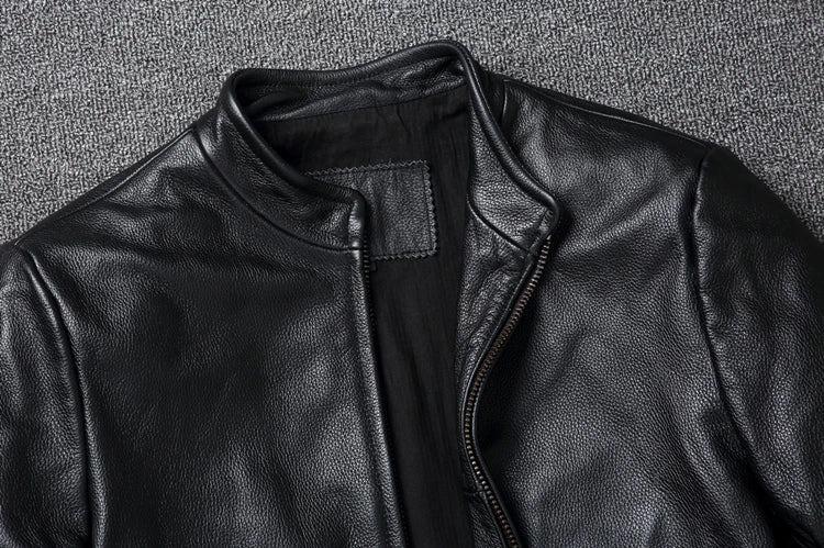 Black Brown Casual Mens Jackets Real Cowhide Genuine Leather Jacket Men Coats Autumn Chamarras De Cuero Para Hombre