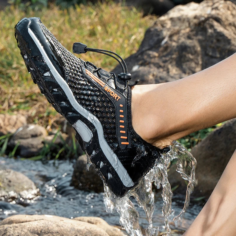 Breathable Mesh Men's Sneakers Outdoor Shoes For Men Summer Hiking Shoes Big Size 39-47 Wading Shoes Athletic Walking Shoes