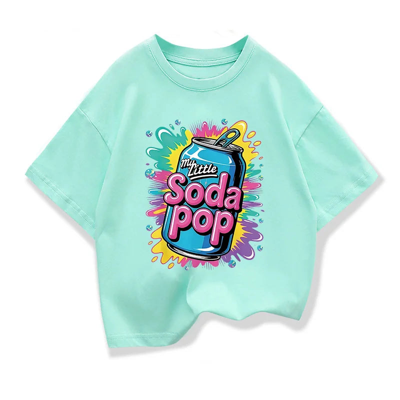 Kids Short-Sleeve t shirts My Little Soda Pop Children's Summer Pure Cotton Loose Tees Boys Girls Casual Tee Tops