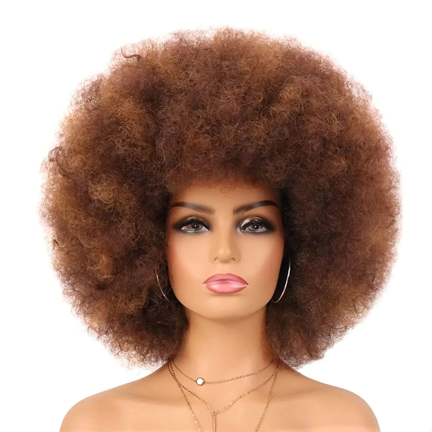 Synthetic 70s Afro Curly Wigs for Black Women Glueless Wear Soft Black Large Bouncy Natural Looking Full for Daily Party Use