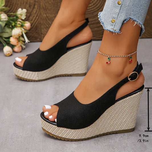 Summer new fashionable height-increasing and wear-resistant fish-mouth sandals and thick-soled Roman sandals