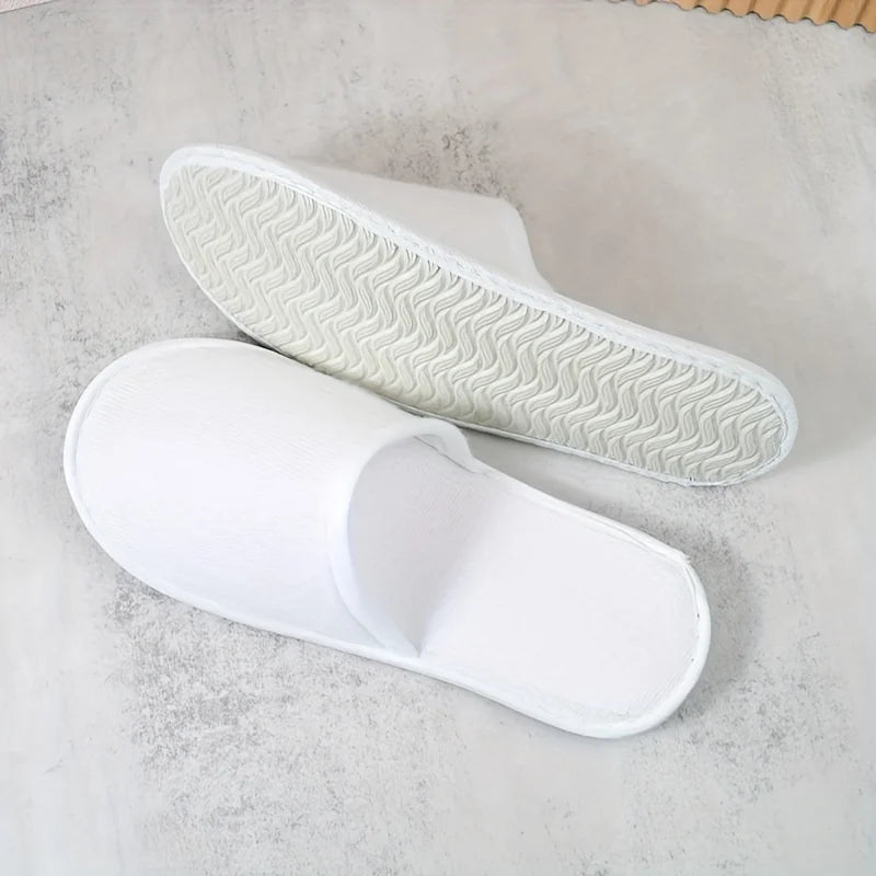 1/5/10pairs Disposable Slippers For Hotel Family Travel Beauty Salon Guests Unisex Portable Non Slip Non-woven Fabric Indoor