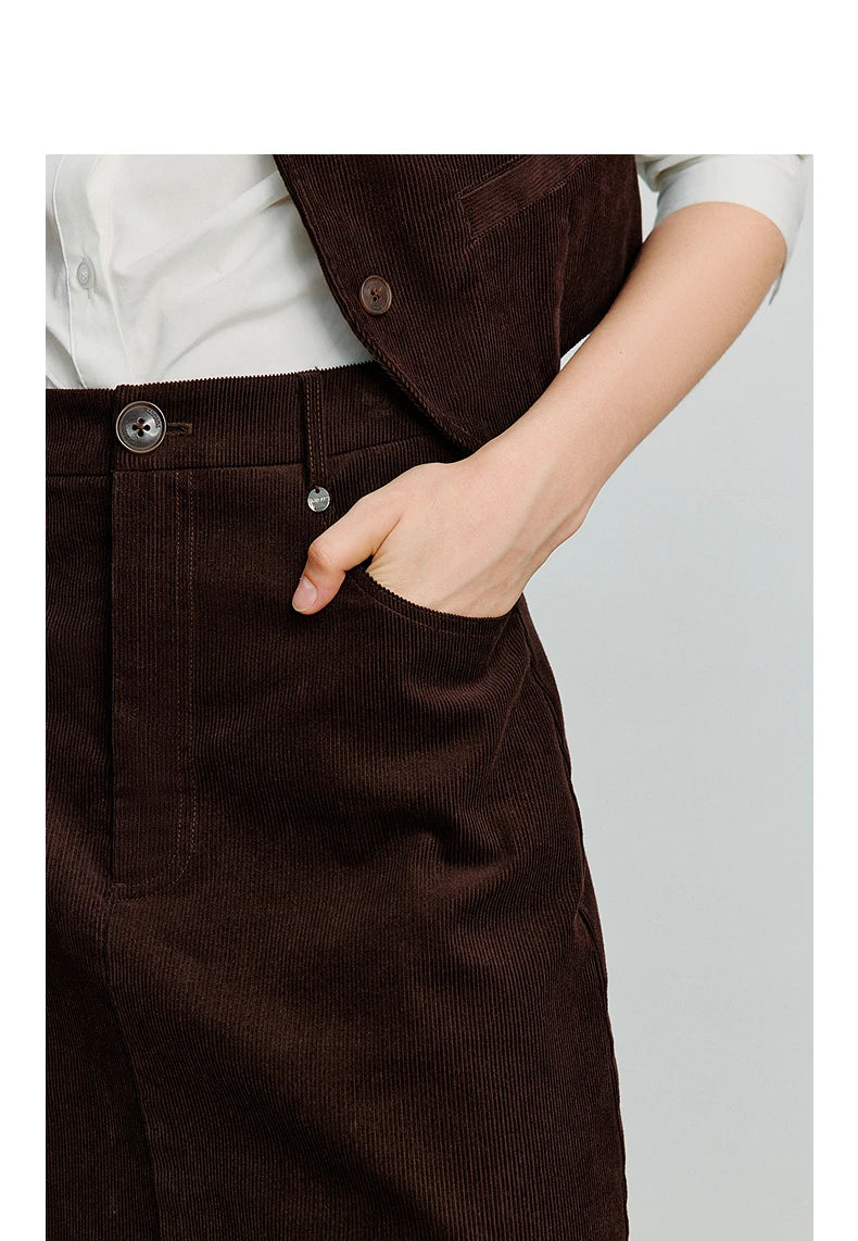 TOYOUTH Women Midi Skirt 2025 Autumn New Retro Corduroy Elastic Waist Pure Cotton A Line Mini Skirt