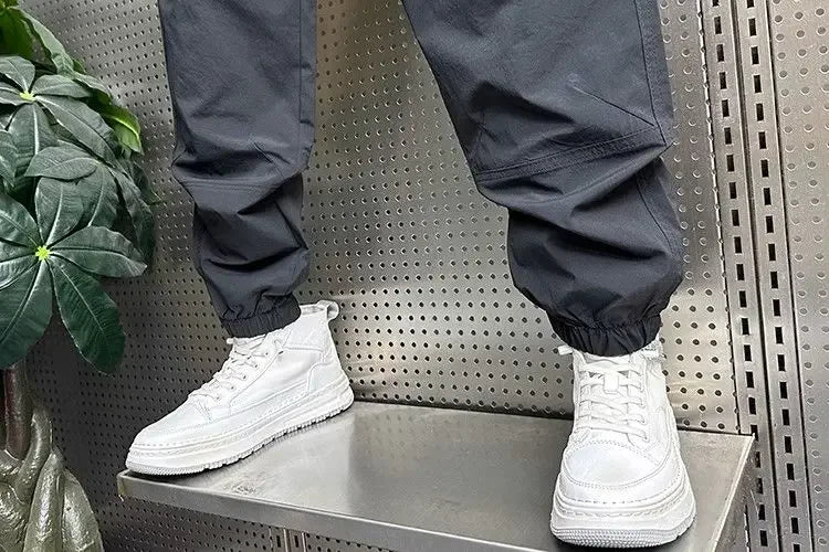 Summer Fashion New Men Breathable Casual Trousers Loose Tying Feet Versatile Simple Solid Color Harem Pants
