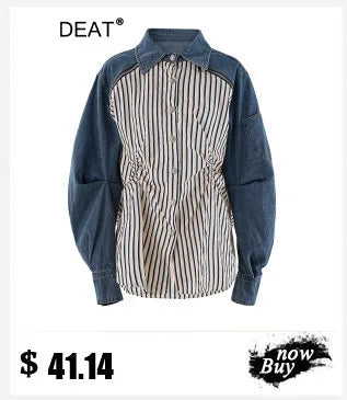 DEAT Casual Fashion Women's Shirt Lapel Sleeves Petal Sleeve Metal Button Solid Color Two Pieces Blouse Female Autumn 2025 WV333