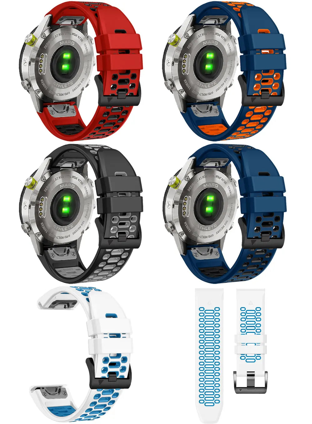 Sport Two-Tone Breathable Silicone Watch Band For Garmin Fenix 7X 7 Pro 6X 6 5 5X Plus/Epix 2 47mm 51mm QuickFit 26/22mm Strap