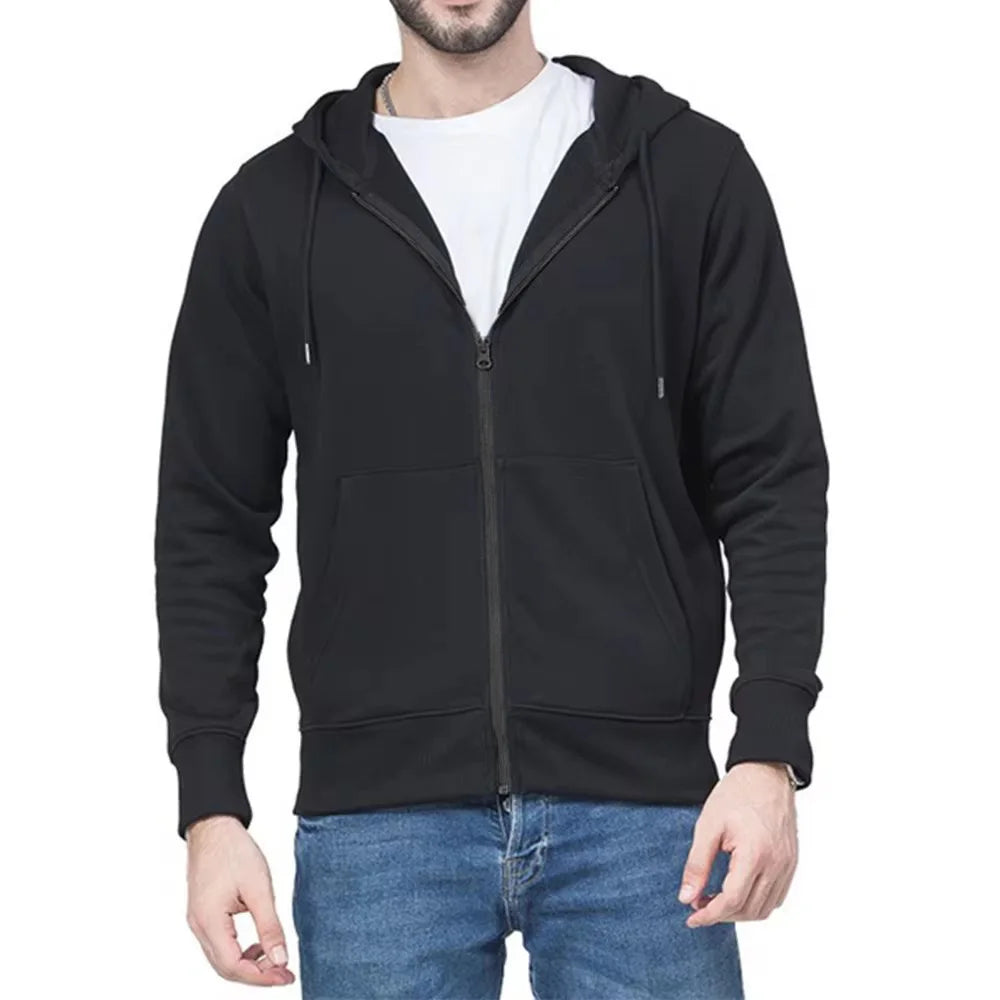 Men's and Women's Universal Warmth Trendy Zippered Hooded Sweatshirt - Fall/Winter Style - Men's - New Long-Sleeved Hooded Sport BAZAARHUBO