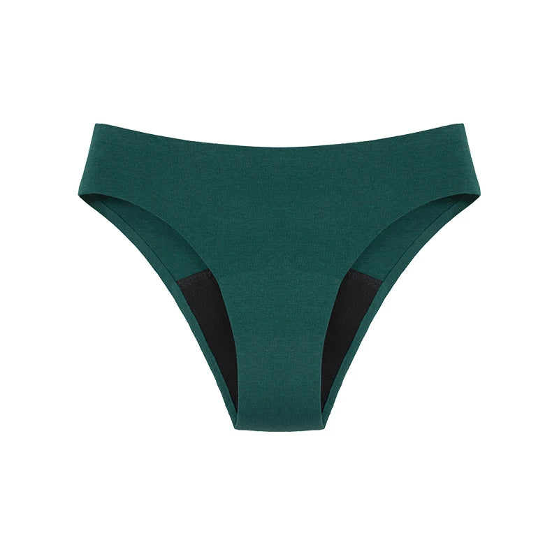 Seamless Cotton Menstrual Panties 4-Layer Leakproof Fast Absorption Teenager Macaron Period Panties Mid-Rise Incontinence Undies