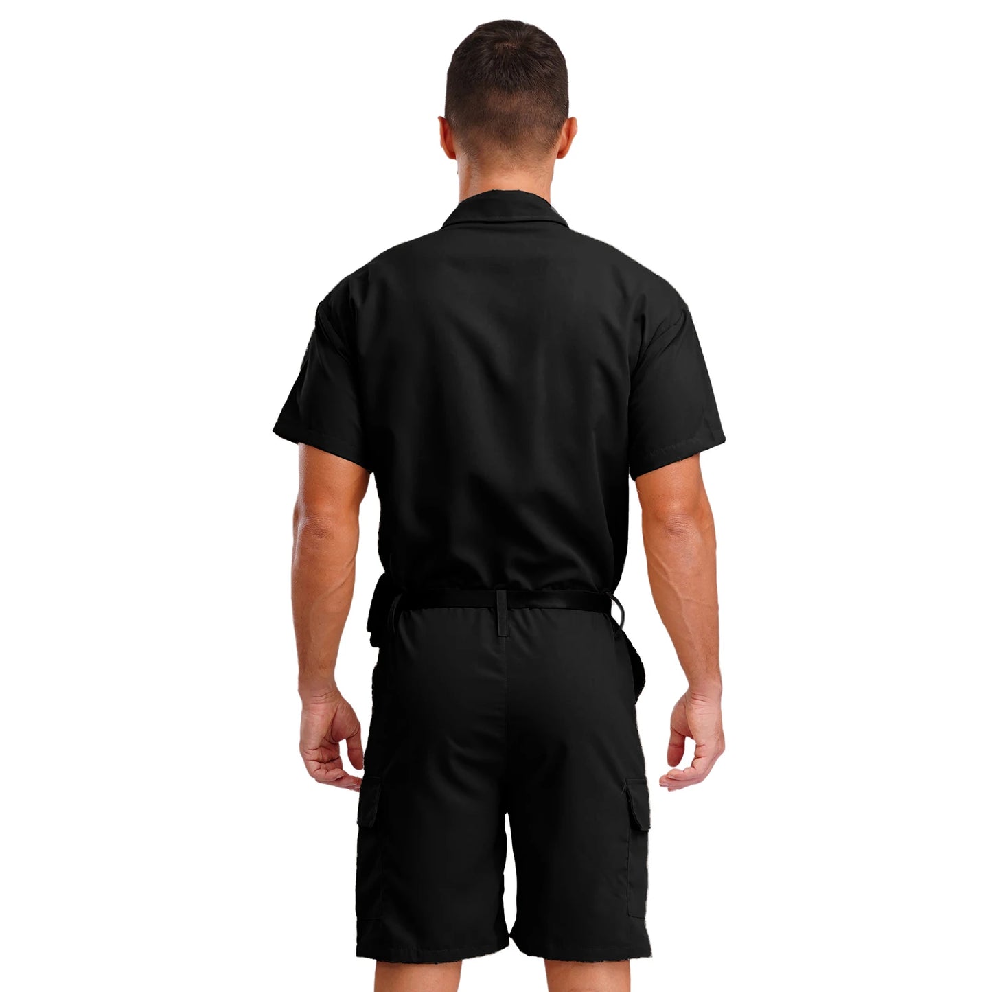 Mens Overalls Work Cargo Jumpsuit with Purse And Belt Workshop Uniform Multi-pocket Shorts Bottom Coveralls Rompers Work Wear