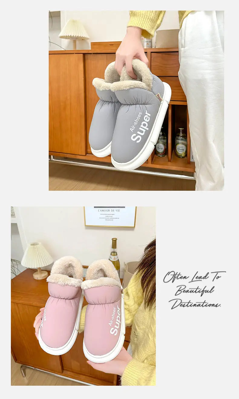 Winter Plush Men Cotton Shoes Warm Plush Men House Slippers Outdoor Soft Non Slip Women's Shoes Casual Furry Men Shoes