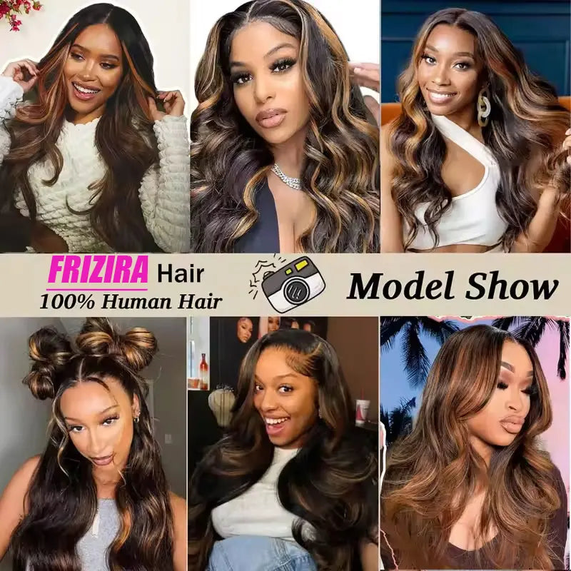 Ombre V Part Wig Human Hair Body Wave Upgrade U Part Human Hair Wig With Clips Black Wigs For Women 230% Density No Leave Out