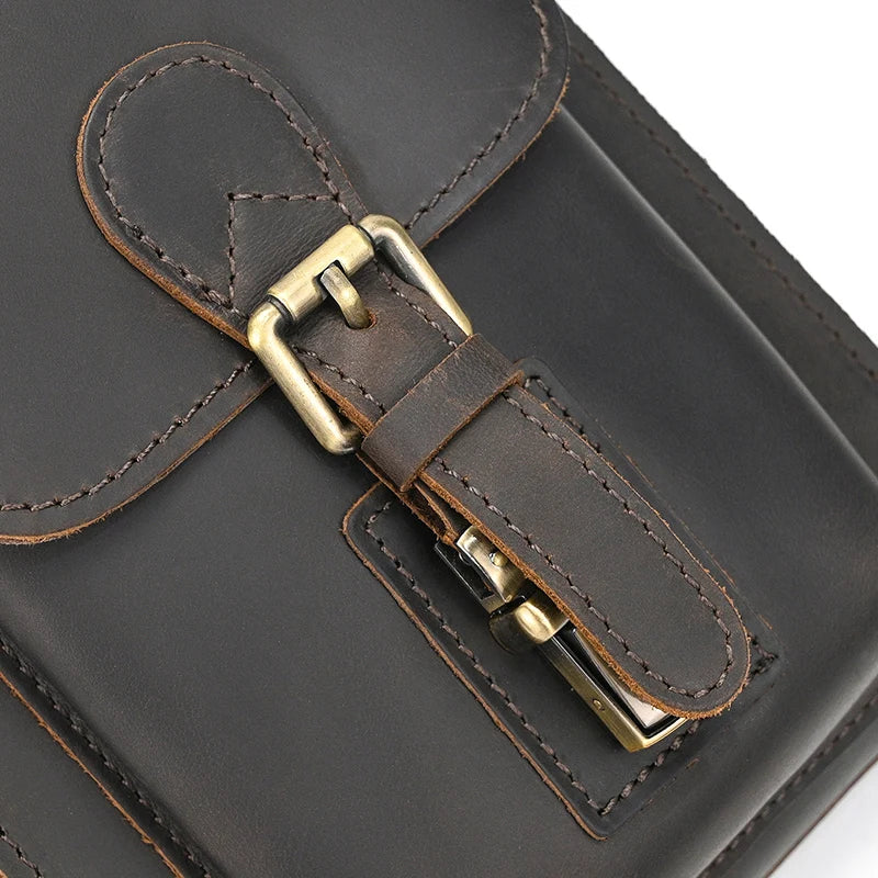 Crazy Horse Leather Messenger Bag Men's Leather Shoulder Bag For Mobile Phone Sling Bags For Men Woman Cross Body Bag