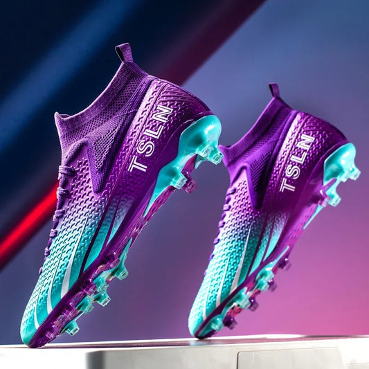 Men's Soccer Shoes Cleats Professional High-Top Breathable Athletic Football Boots for Outdoor Indoor
