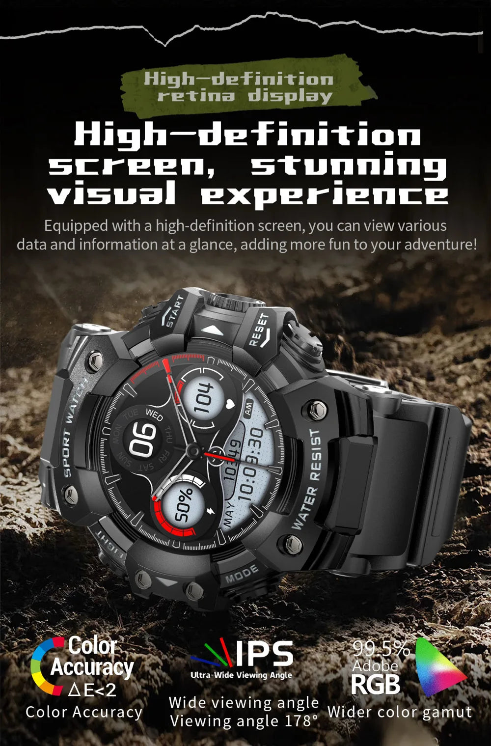 Outdoor Sports Smart Watches Men Blue Tooth Call Smartwatch Compass Waterproof Sleep Health Monitoring Message Push Flashlight
