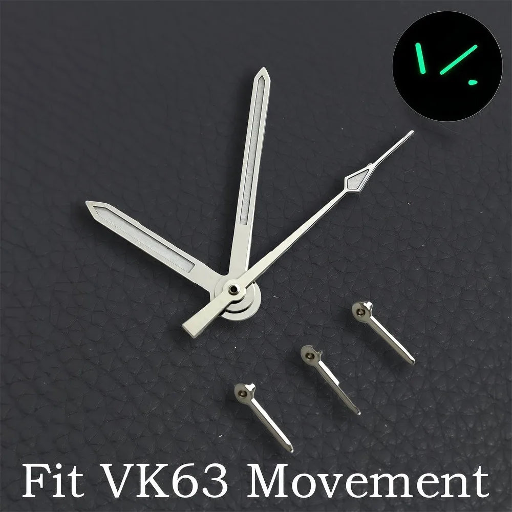 32.5MM Dial Fit VK63 Movement Green Luminous Dial Hands Men's Watches Part VK63 Watch Accessories Maintenance Tools