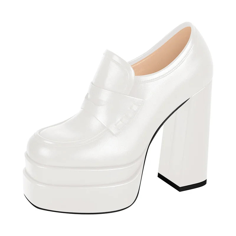 Richealnana  Women Pumps Red Matte Double Platform Punk Fashion Shoes