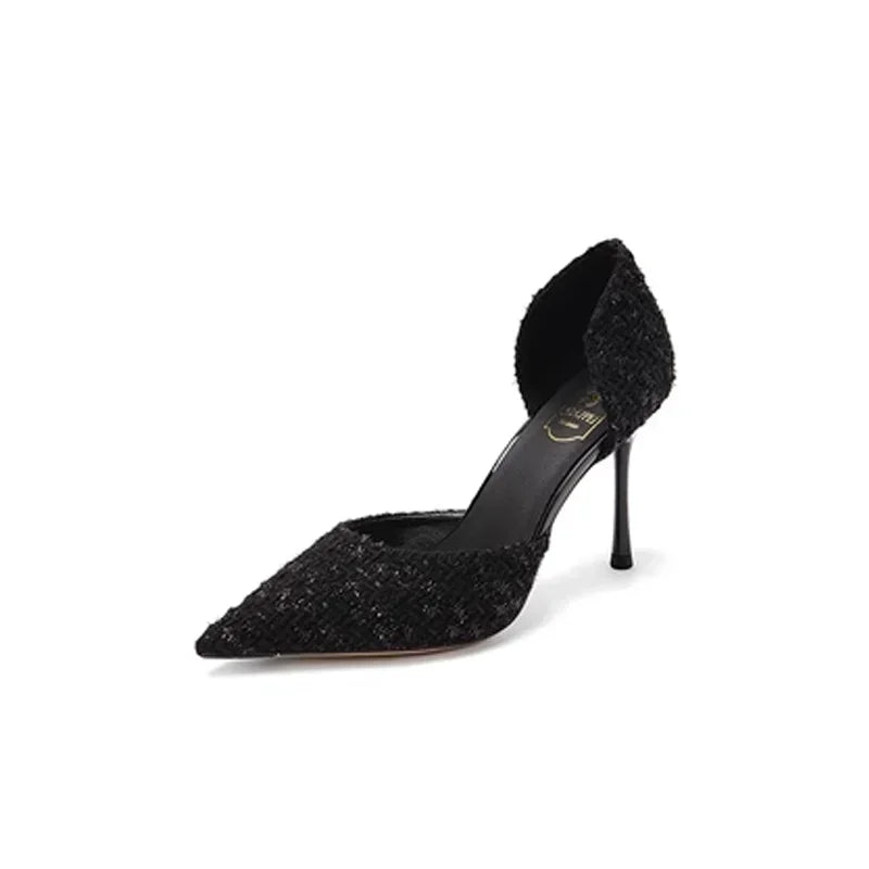Women's Fashion High Heels Autumn New Thin Heel Pointed Temperament Simple Hollow Temperament Single Shoes