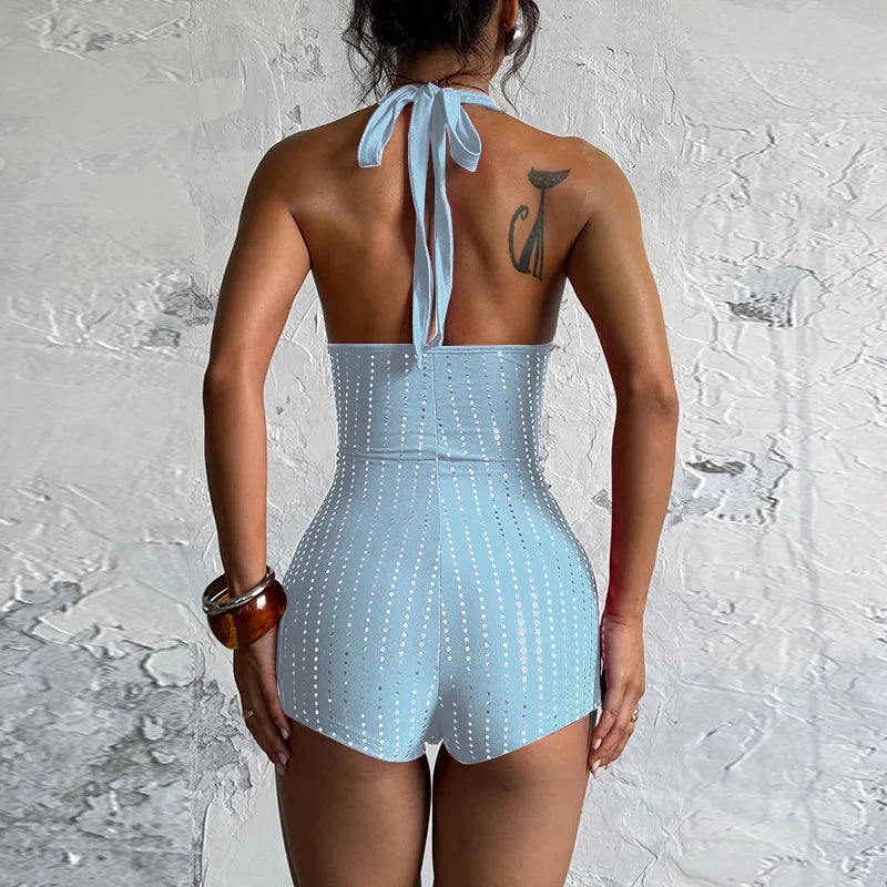 Sexy Club Women Black Style V-Neck Rompers Playsuits Bodysuit Sleeveless Streetwear Overalls Top Suit Summer Spring Jumpsuit