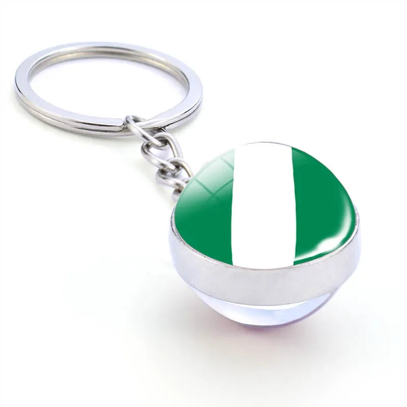 Africa National Flag Keychain  Nigeria South Africa Keyrings Crystal Ball Jewelry Fashion Double Side Glass Ball Men Women Gift