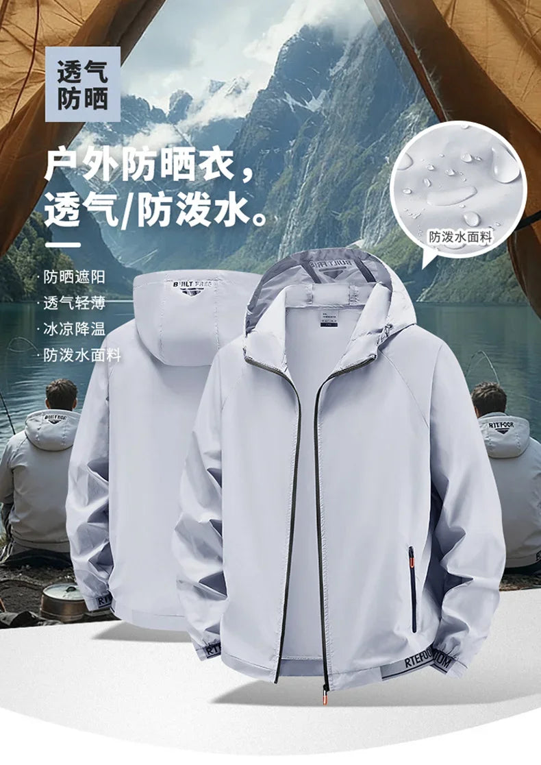 Outdoor Lightweight Hiking Jackets Men Fishing Cycling Hooded Gym Sports Running Coat Summer Sun-Protective Jacket Men Clothing