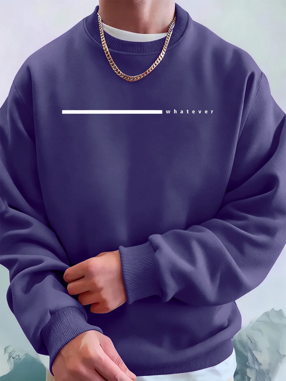 Simple Whatever Letter Printed Men'S Sweatshirt Winter Loose Hoodie Sports Crewneck Fleece Warm Sportswears Basics Men Clothes BAZAARHUBO