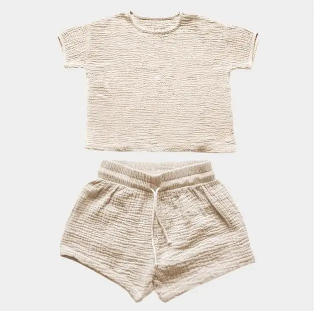 Fashion Children Girls Muslin Shirt and Shorts Set Casual Loose Shorts Sets for Kids Summer