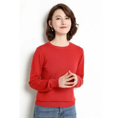 Autumn Winter Women's Sweater O-neck Cashmere Solid Pullovers Slim Bottoming Shirt Long Sleeve Casual Basic Pull Femme Sweater