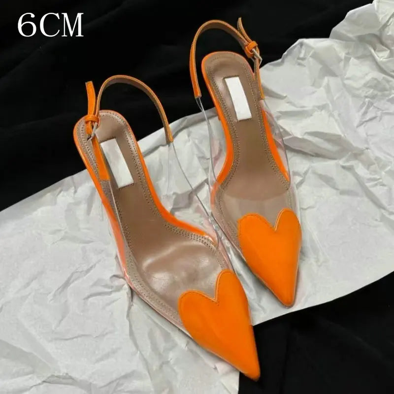 2025 New PVC European Style High Heels Women'S Summer Pointed Toe Runway Sandals Party Shoes