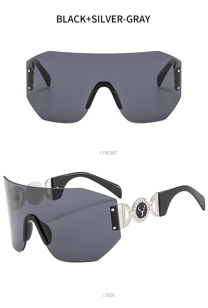 New Y2k Trendy Cycling Sports Sunglasses With Stylish Hollow Temple Frameless One-piece Glasses 353 BAZAARHUBO