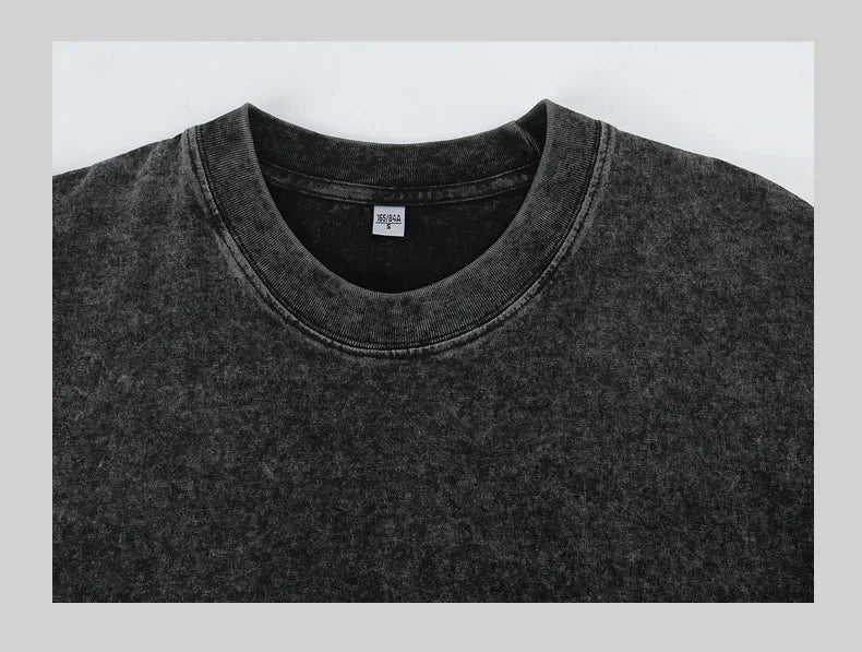 American Style Retro Heavyweight Solid Color Short Sleeved T-shirt Men Women Summer Street Trendy Washed Old Oversized Clothes
