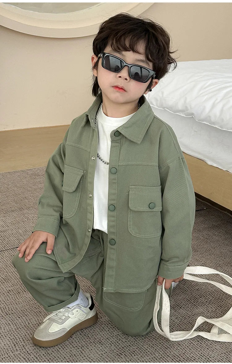 Boys' suit 2025 autumn new fashionable top pants sports casual workwear  children's clothing jacket