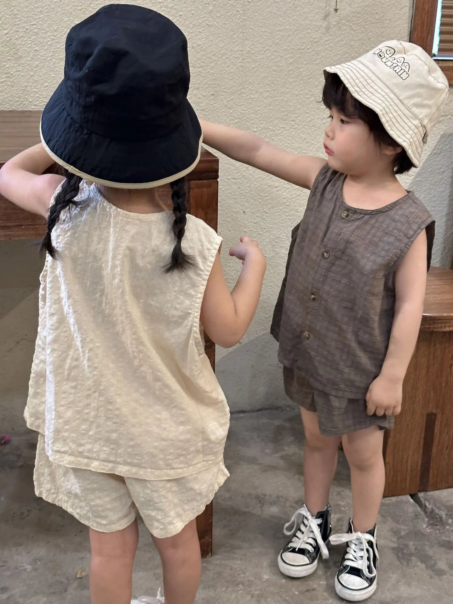 2026 Summer Kids Clothing Set Boys Vest and Shorts 2 Pcs Suit Korean Style Casual Girls Clothes Set Unsex Children Outfit