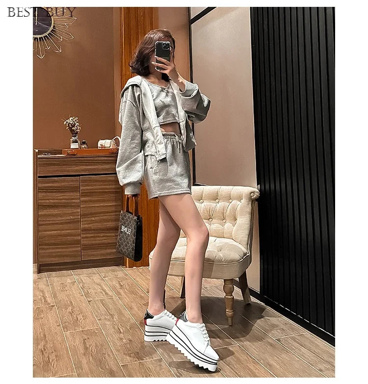 New beige Women Platform Casual Shoes 2024 Spring Black Casual Chunky Sneakers Women Real Leather White Height Increasing Shoes