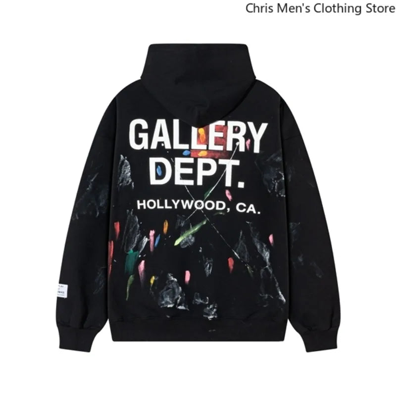 Autumn Trendy Men's Long Sleeve Thermal Hoodie Streetwear New High Street Loose Fleece Hoodie Letter Print Casual Sweatshirt BAZAARHUBO