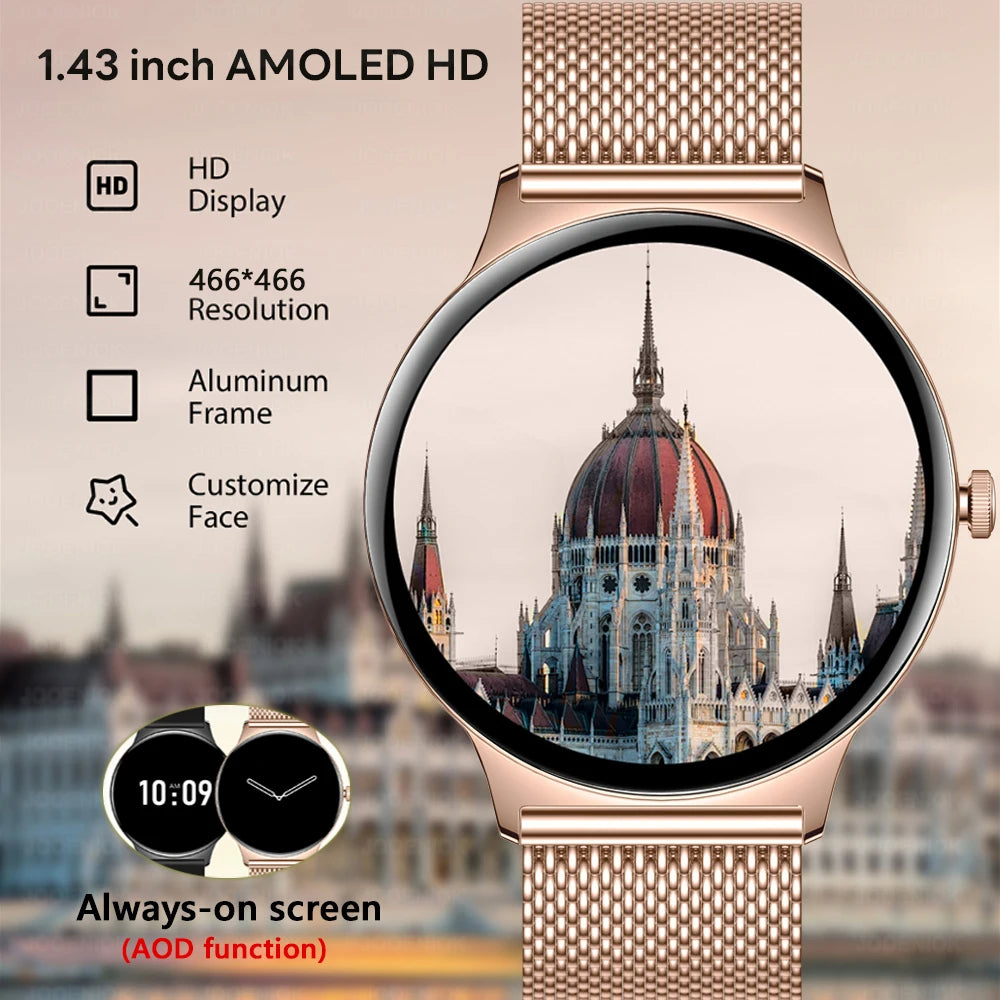 ChiBear Ultra Thin Fashion Smart Watch Women Screen Always Display Time Sports Bracelet Bluetooth Call AMOLED Smartwatch Woman
