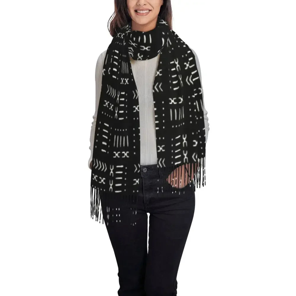 Custom Printed African Bogolan Scarf Men Women Winter Fall Warm Scarves Africa Ethnic Tribal Art Shawl Wrap
