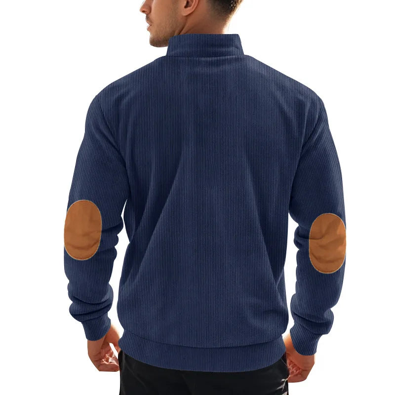 spring autumn new men's fleece sweatshirt stand-up collar half zipper pullover long sleeve sweatshirt corduroy trend men's tops