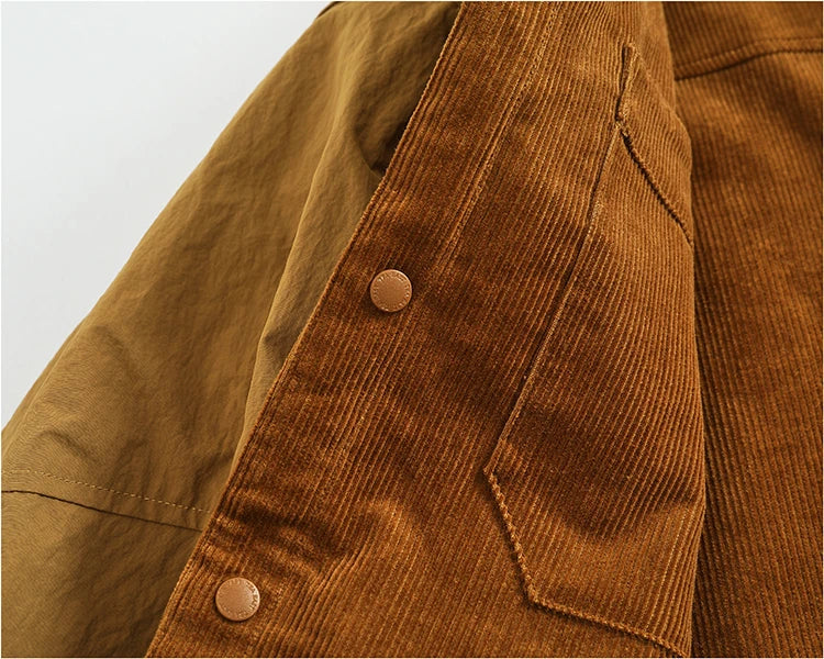 Reversible A+B fabric outdoor functional cargo jacket men's loose pocket lapel retro American casual jacket